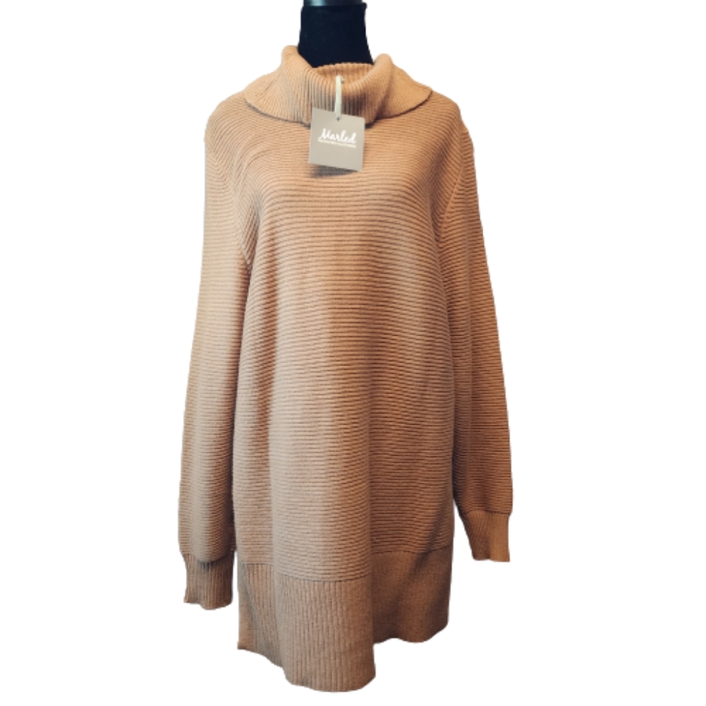 Womans Large Marled Reunited Clothing Ribbed Longsleeve Sweater Top